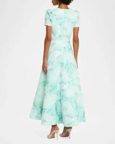 HELSI Eleanor Puff-Sleeve Fit & Flare Floral Gown | Thumbnail 3 HELSI Eleanor Puff-Sleeve Fit & Flare Floral Gown | Thumbnail 3