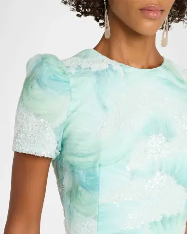 HELSI Eleanor Puff-Sleeve Fit & Flare Floral Gown | Thumbnail 5 HELSI Eleanor Puff-Sleeve Fit & Flare Floral Gown | Thumbnail 5