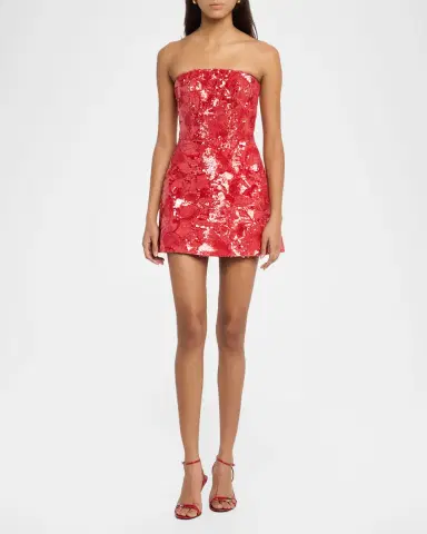 HELSI Linda Strapless Floral Sequin A-Line Mini Dress | Thumbnail 2 HELSI Linda Strapless Floral Sequin A-Line Mini Dress | Thumbnail 2