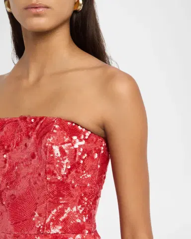 HELSI Linda Strapless Floral Sequin A-Line Mini Dress | Thumbnail 5 HELSI Linda Strapless Floral Sequin A-Line Mini Dress | Thumbnail 5