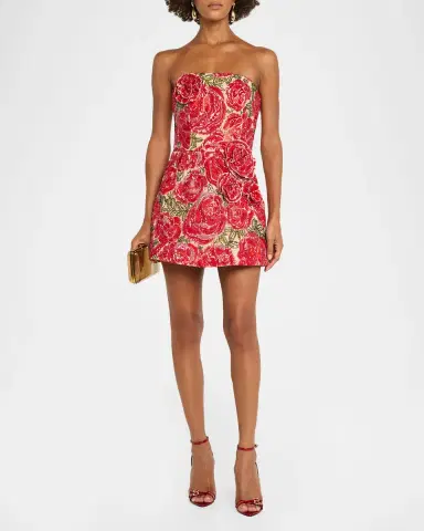 HELSI Caprice Strapless 3D Floral A-lIne Mini Dress | Thumbnail 2 HELSI Caprice Strapless 3D Floral A-lIne Mini Dress | Thumbnail 2