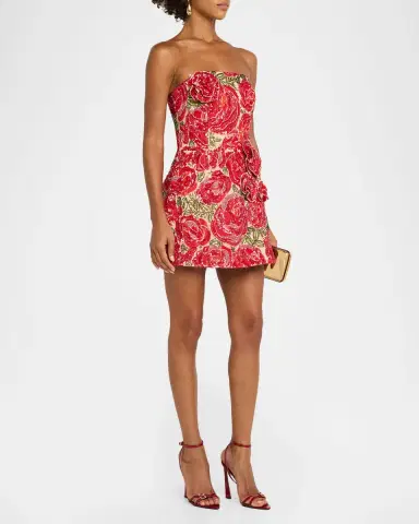 HELSI Caprice Strapless 3D Floral A-lIne Mini Dress | Thumbnail 4 HELSI Caprice Strapless 3D Floral A-lIne Mini Dress | Thumbnail 4