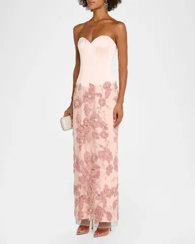 HELSI Julia Strapless Sweetheart Corset Floral Gown | Thumbnail 4 HELSI Julia Strapless Sweetheart Corset Floral Gown | Thumbnail 4