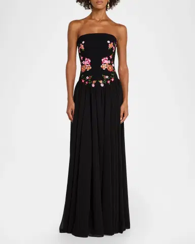 HELSI Caroline Floral Appliqué Strapless Corset Gown | Thumbnail 2 HELSI Caroline Floral Appliqué Strapless Corset Gown | Thumbnail 2