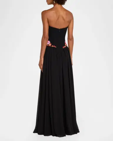 HELSI Caroline Floral Appliqué Strapless Corset Gown | Thumbnail 3 HELSI Caroline Floral Appliqué Strapless Corset Gown | Thumbnail 3
