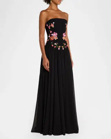 HELSI Caroline Floral Appliqué Strapless Corset Gown | Thumbnail 4 HELSI Caroline Floral Appliqué Strapless Corset Gown | Thumbnail 4