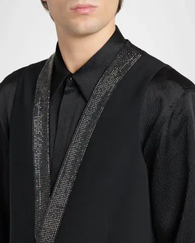 Giorgio Armani Men's Crystal-Embellished Wool-Blend Vest | Thumbnail 5 Giorgio Armani Men's Crystal-Embellished Wool-Blend Vest | Thumbnail 5