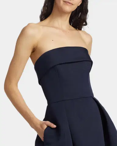 Amsale Foldover Strapless Faille Pleated Midi Dress | Thumbnail 5 Amsale Foldover Strapless Faille Pleated Midi Dress | Thumbnail 5