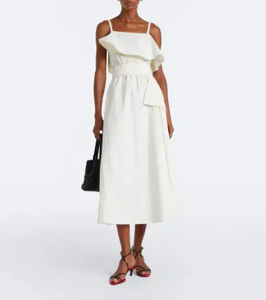 Proenza Schouler Reign ruffled cotton-blend midi dress | Thumbnail 4 Proenza Schouler Reign ruffled cotton-blend midi dress | Thumbnail 4