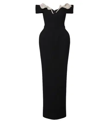 Rachel Gilbert Oscar off-shoulder crêpe corset gown | Thumbnail 1 Rachel Gilbert Oscar off-shoulder crêpe corset gown | Thumbnail 1