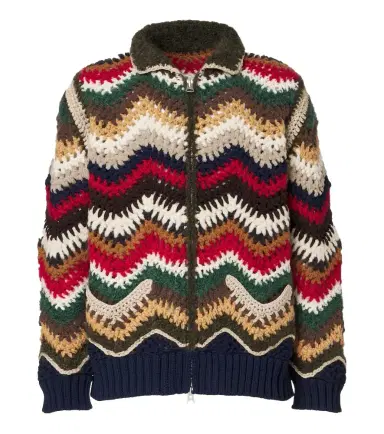 Sacai Chevron wool, mohair, and silk-blend cardigan | Thumbnail 1 Sacai Chevron wool, mohair, and silk-blend cardigan | Thumbnail 1