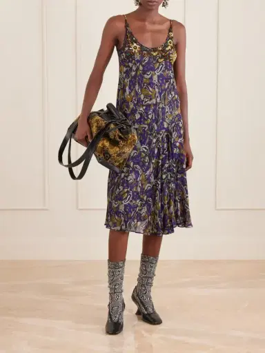 Dries Van Noten Carter Printed Leather-trimmed Velvet Tote | Thumbnail 3 Dries Van Noten Carter Printed Leather-trimmed Velvet Tote | Thumbnail 3