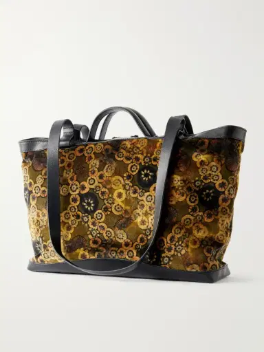 Dries Van Noten Carter Printed Leather-trimmed Velvet Tote | Thumbnail 4 Dries Van Noten Carter Printed Leather-trimmed Velvet Tote | Thumbnail 4