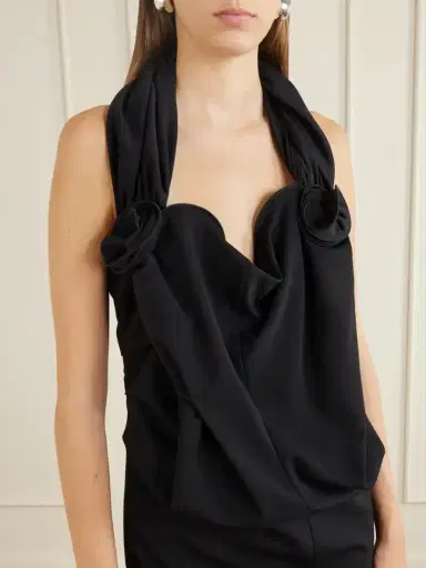 Magda Butrym Floral-appliquéd Ruched Wool-blend Maxi Dress | Thumbnail 4 Magda Butrym Floral-appliquéd Ruched Wool-blend Maxi Dress | Thumbnail 4