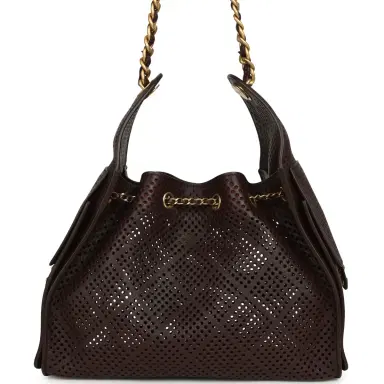Chanel Chanel Small 25 Hobo Bag Dark Brown Perforated Calfskin Antique Gold Hardware | Thumbnail 4 Chanel Chanel Small 25 Hobo Bag Dark Brown Perforated Calfskin Antique Gold Hardware | Thumbnail 4