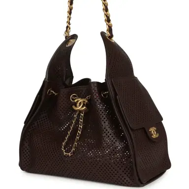 Chanel Chanel Small 25 Hobo Bag Dark Brown Perforated Calfskin Antique Gold Hardware | Thumbnail 5 Chanel Chanel Small 25 Hobo Bag Dark Brown Perforated Calfskin Antique Gold Hardware | Thumbnail 5