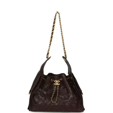 Chanel Chanel Small 25 Hobo Bag Dark Brown Perforated Calfskin Antique Gold Hardware | Thumbnail 6 Chanel Chanel Small 25 Hobo Bag Dark Brown Perforated Calfskin Antique Gold Hardware | Thumbnail 6