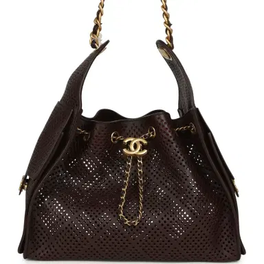 Chanel Chanel Small 25 Hobo Bag Dark Brown Perforated Calfskin Antique Gold Hardware | Thumbnail 1 Chanel Chanel Small 25 Hobo Bag Dark Brown Perforated Calfskin Antique Gold Hardware | Thumbnail 1