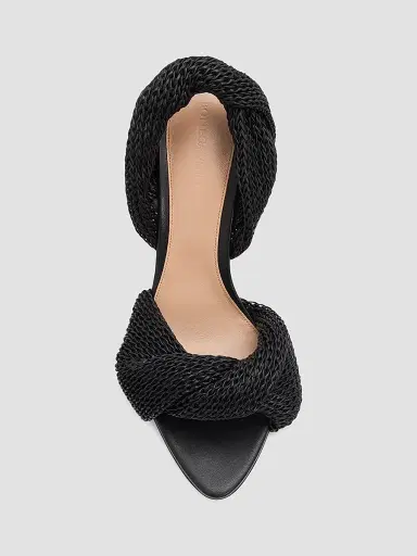 Bottega Veneta Women's Grace 90MM Leather Slingback Sandals - Black | Thumbnail 4 Bottega Veneta Women's Grace 90MM Leather Slingback Sandals - Black | Thumbnail 4