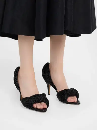 Bottega Veneta Women's Grace 90MM Leather Slingback Sandals - Black | Thumbnail 6 Bottega Veneta Women's Grace 90MM Leather Slingback Sandals - Black | Thumbnail 6