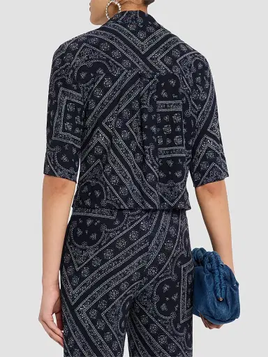 Veronica Beard Women's Leandra Printed Top - Navy Dove - Size XL | Thumbnail 3 Veronica Beard Women's Leandra Printed Top - Navy Dove - Size XL | Thumbnail 3