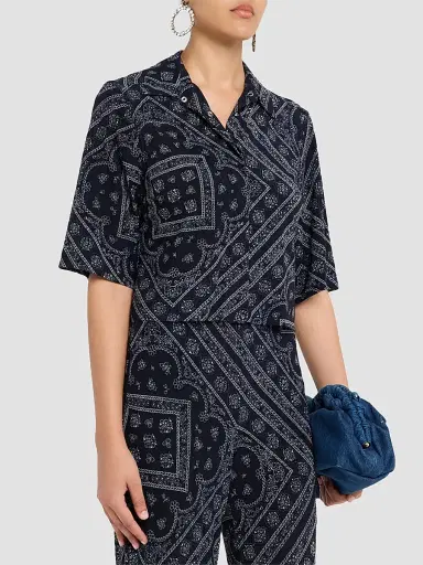 Veronica Beard Women's Leandra Printed Top - Navy Dove - Size XL | Thumbnail 4 Veronica Beard Women's Leandra Printed Top - Navy Dove - Size XL | Thumbnail 4