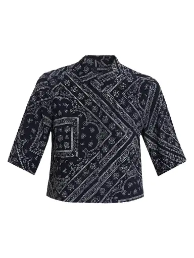Veronica Beard Women's Leandra Printed Top - Navy Dove - Size XL | Thumbnail 1 Veronica Beard Women's Leandra Printed Top - Navy Dove - Size XL | Thumbnail 1