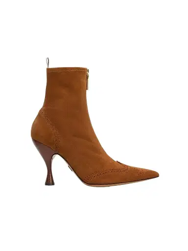 Thom Browne Women's 90MM Wingtip Suede Booties | Thumbnail 1 Thom Browne Women's 90MM Wingtip Suede Booties | Thumbnail 1