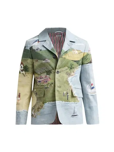 Thom Browne Men's Nantucket Scenic Linen-Cotton Sport Coat | Thumbnail 1 Thom Browne Men's Nantucket Scenic Linen-Cotton Sport Coat | Thumbnail 1