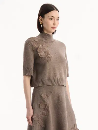 Oscar de la Renta Hibiscus Embroidered Knit Pullover | Thumbnail 5 Oscar de la Renta Hibiscus Embroidered Knit Pullover | Thumbnail 5