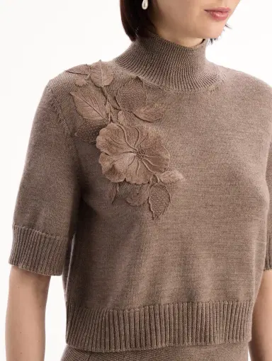 Oscar de la Renta Hibiscus Embroidered Knit Pullover | Thumbnail 6 Oscar de la Renta Hibiscus Embroidered Knit Pullover | Thumbnail 6