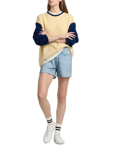Guest In Residence Women's Cashmere Oversized Baseball Sweater - Butter Navy | Thumbnail 2 Guest In Residence Women's Cashmere Oversized Baseball Sweater - Butter Navy | Thumbnail 2