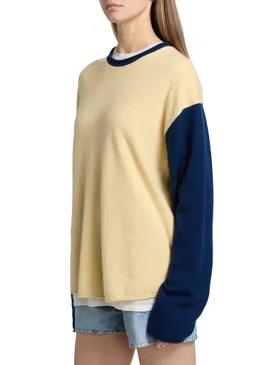 Guest In Residence Women's Cashmere Oversized Baseball Sweater - Butter Navy | Thumbnail 4 Guest In Residence Women's Cashmere Oversized Baseball Sweater - Butter Navy | Thumbnail 4
