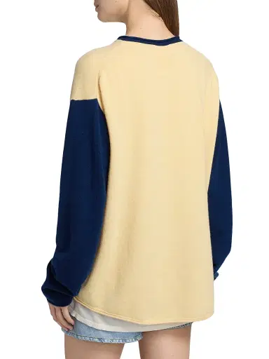 Guest In Residence Women's Cashmere Oversized Baseball Sweater - Butter Navy | Thumbnail 5 Guest In Residence Women's Cashmere Oversized Baseball Sweater - Butter Navy | Thumbnail 5