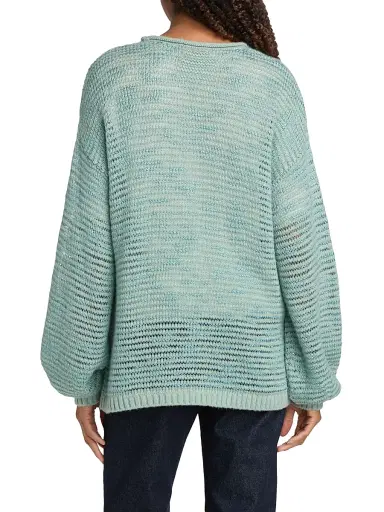 Guest In Residence Women's Open-Knit Striped Merino Wool-Blend Sweater - Sage Brush - Size XL | Thumbnail 5 Guest In Residence Women's Open-Knit Striped Merino Wool-Blend Sweater - Sage Brush - Size XL | Thumbnail 5