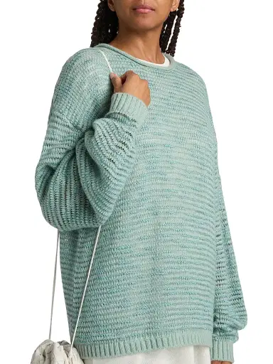 Guest In Residence Women's Open-Knit Striped Merino Wool-Blend Sweater - Sage Brush - Size XL | Thumbnail 6 Guest In Residence Women's Open-Knit Striped Merino Wool-Blend Sweater - Sage Brush - Size XL | Thumbnail 6