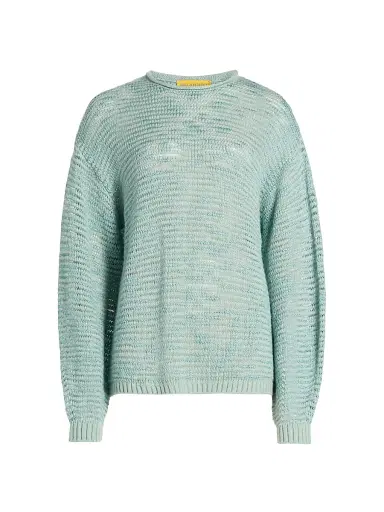 Guest In Residence Women's Open-Knit Striped Merino Wool-Blend Sweater - Sage Brush - Size XL | Thumbnail 1 Guest In Residence Women's Open-Knit Striped Merino Wool-Blend Sweater - Sage Brush - Size XL | Thumbnail 1