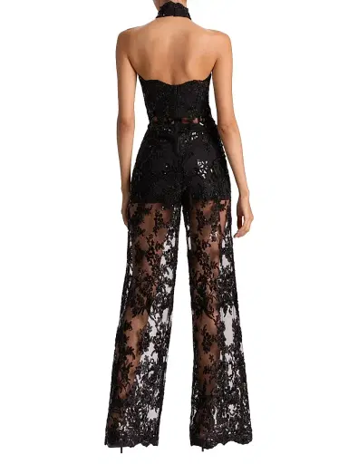 ALICE + OLIVIA Women's Georgie Sequin-Embellished Lace Jumpsuit - Black | Thumbnail 5 ALICE + OLIVIA Women's Georgie Sequin-Embellished Lace Jumpsuit - Black | Thumbnail 5