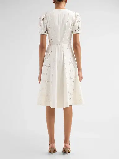 Theia Women's Amal Floral-Embroidered Midi Dress - White | Thumbnail 3 Theia Women's Amal Floral-Embroidered Midi Dress - White | Thumbnail 3