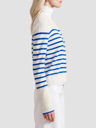 La Ligne Women's Striped Cardigan - Cream Cobalt - Size XL | Thumbnail 3 La Ligne Women's Striped Cardigan - Cream Cobalt - Size XL | Thumbnail 3