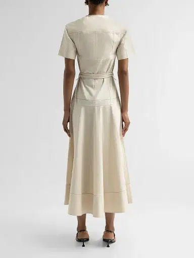 Proenza Schouler Women's Elizabeth Seamed Belted Midi Dress - Barley Melange - Size 0 | Thumbnail 3 Proenza Schouler Women's Elizabeth Seamed Belted Midi Dress - Barley Melange - Size 0 | Thumbnail 3
