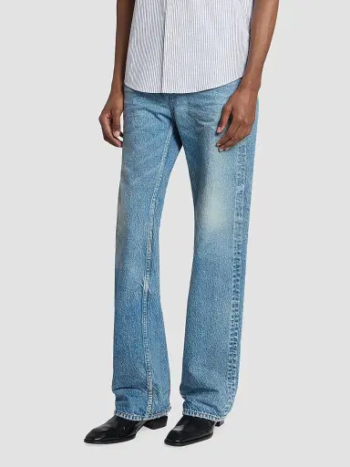 Saint Laurent Men's Cassandre Shirt in Striped Cotton Poplin - Craie Noir Bleu - Size 16.5 | Thumbnail 4 Saint Laurent Men's Cassandre Shirt in Striped Cotton Poplin - Craie Noir Bleu - Size 16.5 | Thumbnail 4