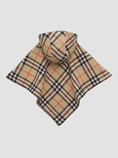 Burberry Girl's Check Hooded Poncho - Sand | Thumbnail 2 Burberry Girl's Check Hooded Poncho - Sand | Thumbnail 2