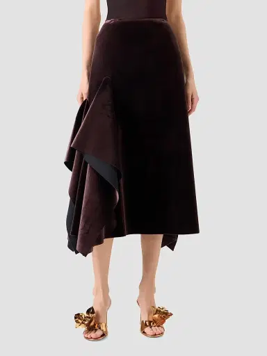 Akris Women's Velvet Neoprene Asymmetric Midi Skirt - Coffee - Size 14 | Thumbnail 3 Akris Women's Velvet Neoprene Asymmetric Midi Skirt - Coffee - Size 14 | Thumbnail 3