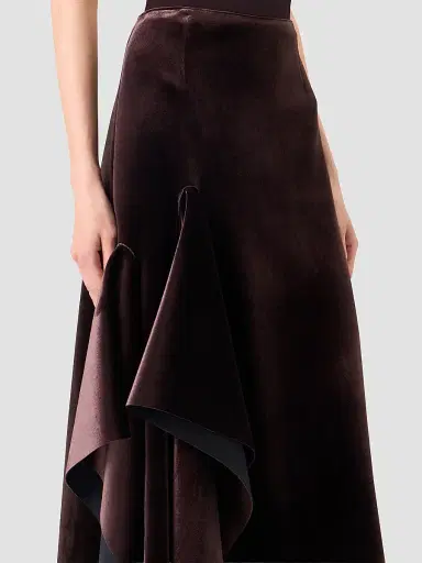 Akris Women's Velvet Neoprene Asymmetric Midi Skirt - Coffee - Size 14 | Thumbnail 4 Akris Women's Velvet Neoprene Asymmetric Midi Skirt - Coffee - Size 14 | Thumbnail 4