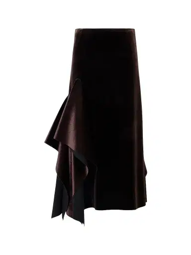 Akris Women's Velvet Neoprene Asymmetric Midi Skirt - Coffee - Size 14 | Thumbnail 1 Akris Women's Velvet Neoprene Asymmetric Midi Skirt - Coffee - Size 14 | Thumbnail 1