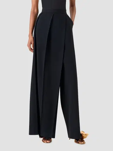 Akris Women's Fossil Pleated Wool Mid-Rise Straight-Leg Pants | Thumbnail 3 Akris Women's Fossil Pleated Wool Mid-Rise Straight-Leg Pants | Thumbnail 3