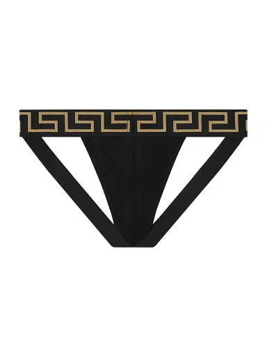 Versace Men's Medusa Stretch-Cotton Jock Strap - Black Gold Greek Key - Size XXL | Thumbnail 2 Versace Men's Medusa Stretch-Cotton Jock Strap - Black Gold Greek Key - Size XXL | Thumbnail 2