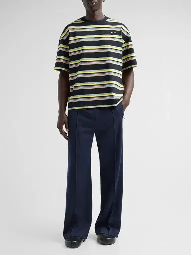 Marni Men's Striped Cotton Relaxed-Fit Crewneck T-Shirt - Acid | Thumbnail 2 Marni Men's Striped Cotton Relaxed-Fit Crewneck T-Shirt - Acid | Thumbnail 2