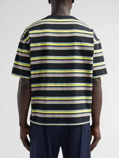 Marni Men's Striped Cotton Relaxed-Fit Crewneck T-Shirt - Acid | Thumbnail 3 Marni Men's Striped Cotton Relaxed-Fit Crewneck T-Shirt - Acid | Thumbnail 3